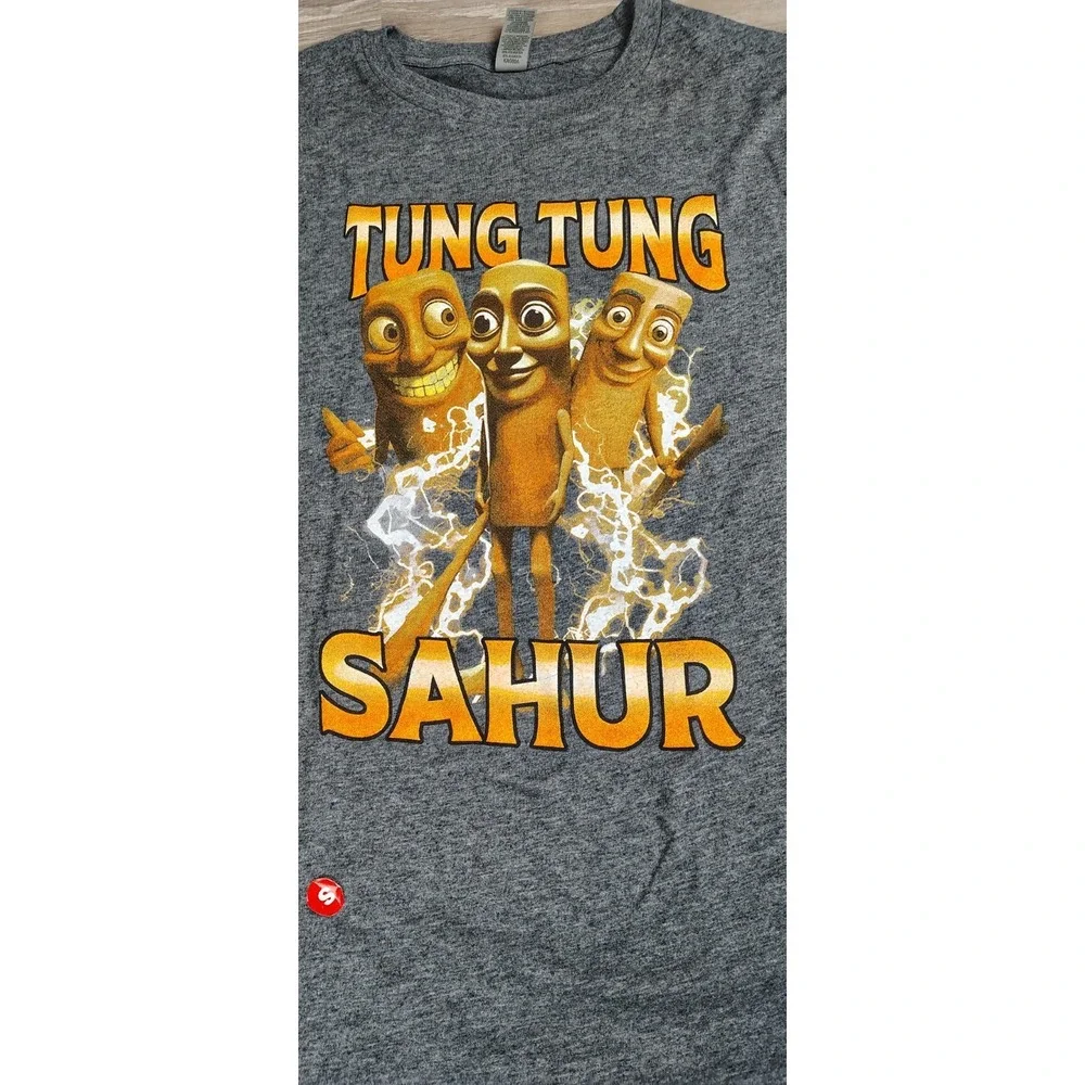 Tung Tung Tung Sahur Baseball Bat‎ T-Shirt Grey Small Brisco Brands - Picture 2 of 7
